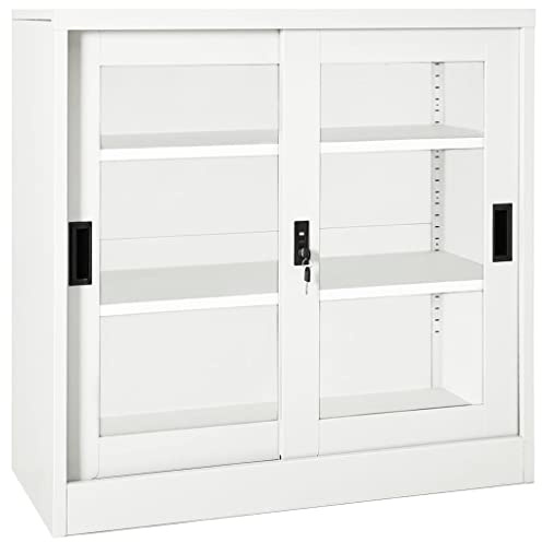 BOWEKAM Möbler, skåp och förvaring, förvaringsskåp och skåp, skjutdörrskåp vit 90 x 40 x 90 cm stål