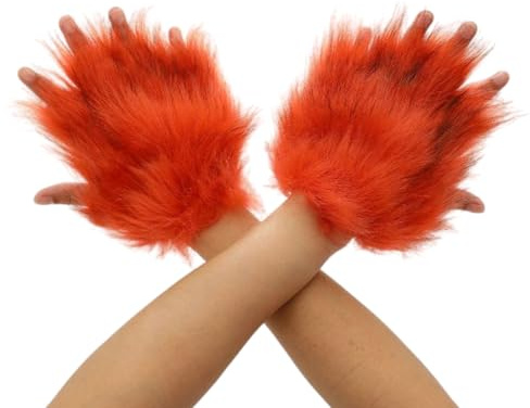 ZYHARUKO lurviga fuskpälsar djur rävar tassar fingerlösa vantar halloween cosplay kostym tillbehör katter tass handskar fuskpäls plysch lurviga katter klo handskar päls