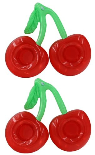 FUNNETOYU Portavasos Inflable De Cereza Doble para Piscina, Accesorio De Fiesta Verano, Soporte Flotante para Bebidas Al Aire Libre, 2 Piezas, Adecuado para Piscina y Playa