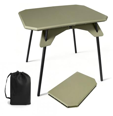 Mingfuxin Outdoor Foldable Camping Table, Portable Lightweight Picnic Table with Height Adjustable Legs Collapsible & Carry Bag Dining Table for Kitchen Garden Beach Fishing BBQ Indoor Outdoor