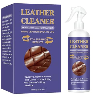 Heavy Duty Leather Cleaner - Car Interior Cleaner For Heavy Dirt & Grime, Heavily Soiled Furniture Leather Cleaner For Couch, Car Seat,Purses, Shoes, Boots, & More, 3.38 OZ