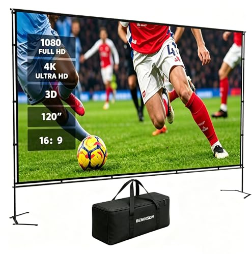 Schermo per proiettore da esterno da 120 pollici, con supporto: 16:9 4K HD, portatile, per esterni e interni, schermo di proiezione per cortile, campeggio, teatro