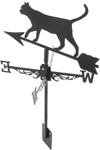 TOYANDONA Stainless Steel Cat Weathervane Metal Patio Wind Direction Indicator Decorative Garden Outdoor Yard Vane for Weather Monitoring