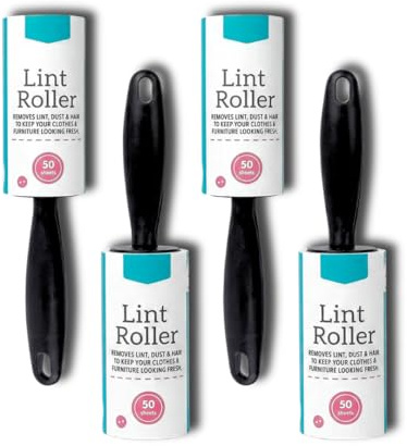 Lint Remover Roller, 4 Pack (200 Sheets Total) Extra Sticky Lint Remover for Clothing, Furniture & Fabric - Removes Lint, Dust & Hair - Lint Roller Set for Clothes, Sofa, Bed and Carpet