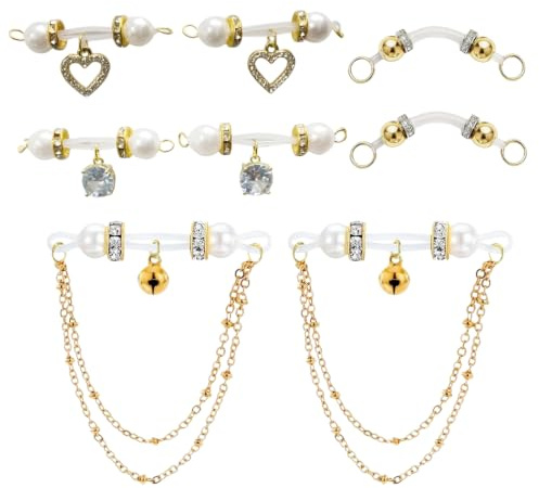 UJBVCX 8 Pièces Piercing Téton Piercing Mamelon, Anneaux de Faux mamelons en Corail réglables sans Piercing avec Pendentif en（Or）
