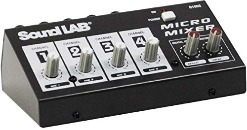 Soundlab 4 Channel Mono Microphone Mixer with Effects