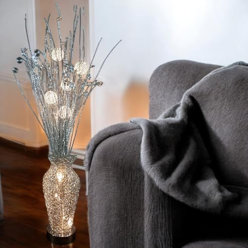 Dapo Stehleuchte aus Alu-Draht Livia 8-flammig Bodenlampe, Standleuchte Blumenleuchte