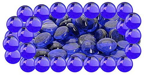 ARSUK Guijarros de Vidrio Azul – 180 Piezas (955 g, 17-20 mm) Piedras de Cristal Decorativas para Jarrones, Acuarios, Jardín, Manualidades, Fiestas y Decoración del Hogar