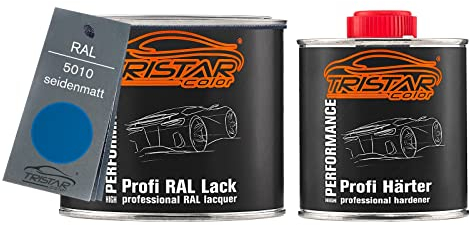 TRISTARcolor RAL 5010 Enzianblau seidenmatt 2K Autolack 0,75 Liter / 750 ml Dose inkl. Härter