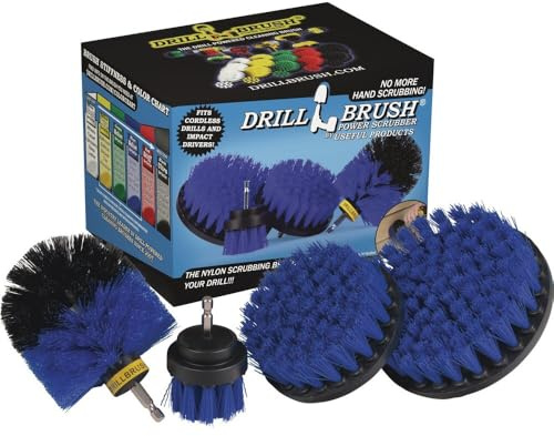 Drillbrush Boat Hull Cleaner Set/Swimming Pool Accessories - Cleaning Drill Brushes for Vinyl Liners - Hot Tubs and Spas Cleaning Brush Kit - Pool Cover Scrubber - Rotary Brushes for Walls and Deck