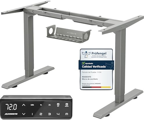 MAIDeSITe höhenverstellbarer elektrisher Schreibtisch mit 2 starken Motoren, höhenverstellbares tischgestell 2 teiligen Beinen sowie auch 4 Memory-Steuerung mit Sitz-Steh-Erinnerungs - T2 Pro (Grau)