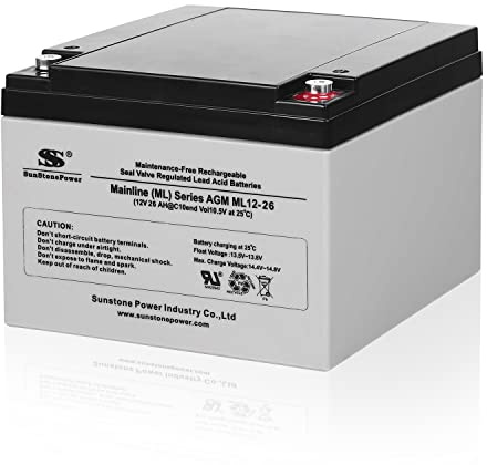 Sunstone AGM Batterie 12V 26AH wartungsfreier Batteriespeicher Blei Akku Zyklenfest für USV Notstrom Beleuchtung PV Anlage