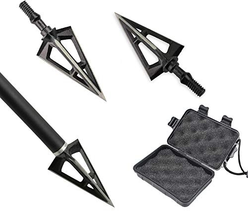 ZSHJGJR 6pcs Pfeilspitzen Jagdspitzen Armbrust Bogen mit 3 Klingen Broadhead 100 Grains Pfeilspitzen für Bogenchießen Bogensport (6 Stück + Box)
