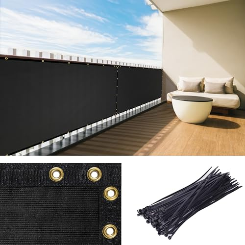 Royal Shade 3' x 10' Black Balcony Privacy Screen, Custom-Size Fence Cover