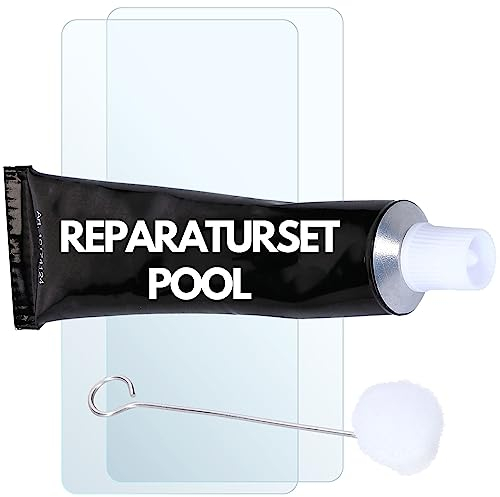 Amapool PVC-Pool Reparaturset Unterwasser 4-teilig I Unterwasserkleber I Unterwasserreparatur-Set I für trockene und nasse Flächen I Poolflicken Set I Swimmingpool Reparatur