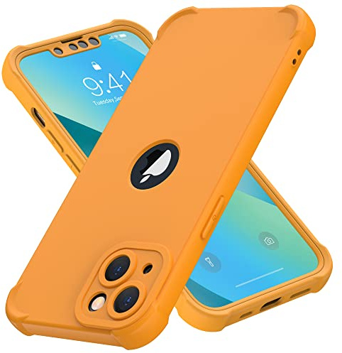 ORETECH [4-in-1 para Funda iPhone 13 Mini, con [2X Protector Pantalla, Carcasa Frontal y Trasera][Protección de Cámara Integrada] 360 Grados Antigolpes TPU Silicona Carcasa iPhone 13 Mini, Amarillo