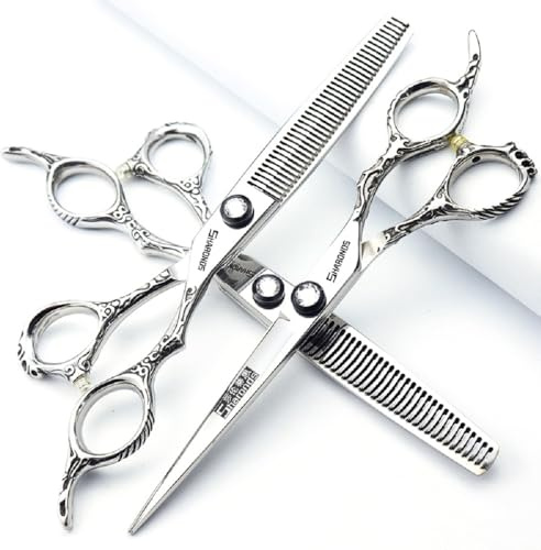 Professionell 15 cm frisörsax för 15 cm (6/7/8 tum) japansk 440 C koboltlegering stål hårsaxar för frisörer skärning urtunning (6 tum, 3 delar)