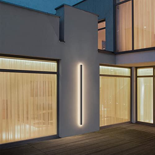 K-Bright 45W Lange Aussenlampe Villa Wandleuchte Dunkelgrau Naturweiß 4000K | Wasserdicht IP65, 150CM/59.05IN Außenwandleuchte für Gärten,Terrassen, Schlafzimmer, Wohnzimmer