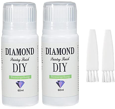 BYNYXI Diamond Painting Sealer, 60MLx2 Diamond Painting Sealant mit Pinsel Diamond Painting Glue Permanenter Halt & Glanzeffekt Sealer Diamond Painting Versiegelung,Diamond Painting Painting Zubehör