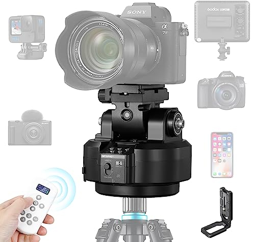Soonpho M6 Auto Face Tracking Motorised Rotating Panoramic Tripod Head Fluid Camera Remote Control Pan Tilt Head with Remote Control and Mobile Phone Clip for DSLR Cameras,Tripod,Smartphones