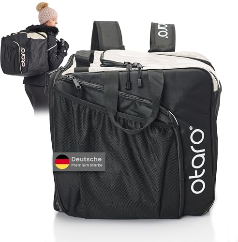 Otaro Skischuhtasche mit Helmfach (PRO | 57 L inkl. Rucksackträgern | Frostweiß) Premium Skitasche für Skischuhe | Auch als Schlittschuhtasche | Ideal zur Ski Tasche, Skisack Set, Skischuhtaschen