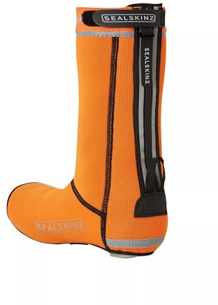 SEALSKINZ Surchaussures de vélo Caston avec semelle ouverte, toutes saisons, unisexes, orange, taille S