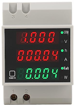 Contatore di Energia su Guida DIN, Contatore di Energia AC80 A 300 V 100 A Voltmetro Multifunzionale su Guida DIN Display Digitale Voltmetro Amperometro Potenza Temporale,