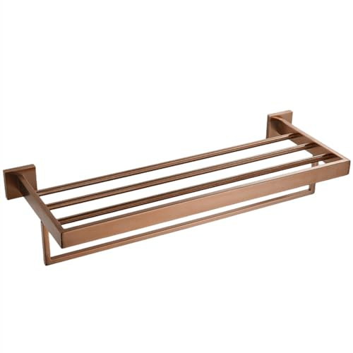 Accesorios de baño de Oro Rosa Cepillado Accesorios de baño Cuadrados Soporte de Papel higiénico Soporte de Toalla Barra Gancho para Bata Toallero, toallero 60 cm