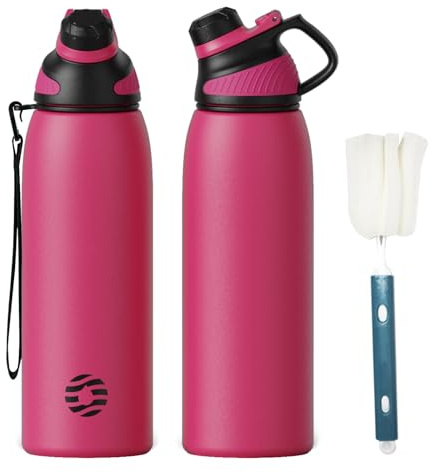 Fjbottle Edelstahl Trinkflasche Sport mit Magnetischem Deckel 1L, 800ml, 600ml, 400ml BPA-Frei Auslaufsichere Kinder Flasche - Kohlensäure geeignet 1500ML Wasserflasche Thermo für Schule, Fitness