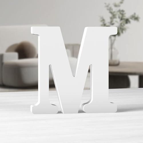 MeteoraPrime Holzbuchstaben, weiß, 15,2 cm, Holzbuchstaben, unlackiert, für Wanddekoration, stehende Buchstaben, dekorativ, große Buchstaben für Wanddekoration, für Partyprojekte zu Hause (M)