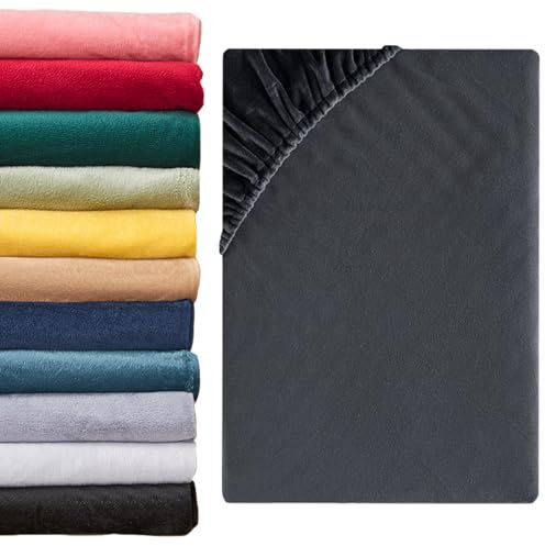 Beqnat Spannbettlaken 90x200cm - 100x200cm 2er Set Winter Teddy Plüsch Bettlaken Flauschig Fleece Spannbetttuch Cashmere Touch Kuschelig Spannleintuch | Farbe: Anthrazit