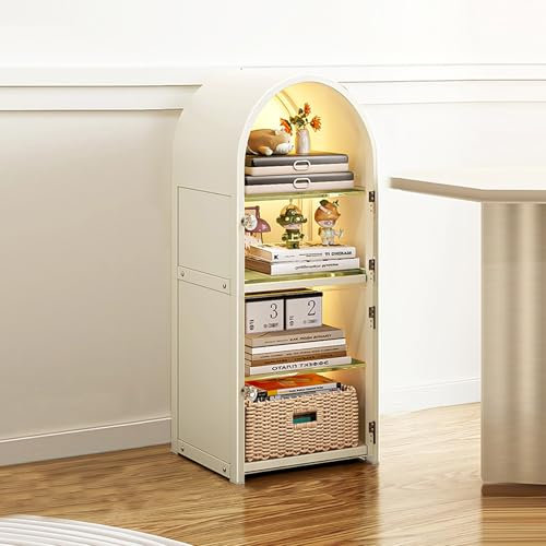 BRCYKRWY Vitrinenschrank Glasvitrine Stehend Regale Mit Acryltür Spielzeug Organizer Vitrine Sammlerstücke Bücher Wein Glasböden Beleuchtung Für Wohnzimmer,Büro Curio Vitrine