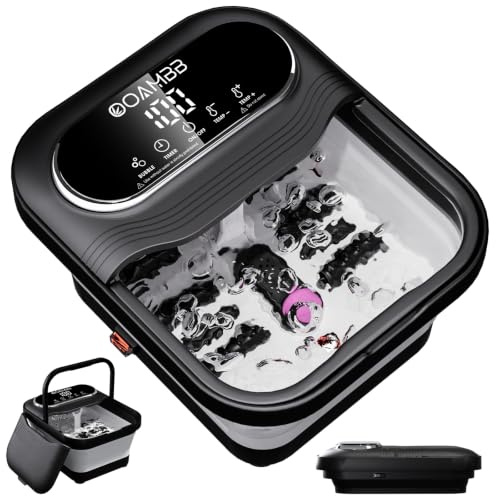 OOAMBB Collapsible Foot Spa Bath w/Heat, Bubble, Timer& Temp Control, Black