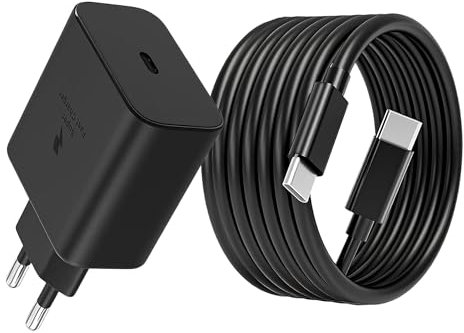 45W USB C Caricatore Ultra Rapido con 2M Cavo USB C per Samsung Galaxy S25 Ultra, S25+, S24 S23 Ultra 5g, S23+, S22 Ultra, S22+, S21 FE, S20 Ultra, Tab S10+ S9 S9+ S8 S7 FE, Note10+ Caricabatterie