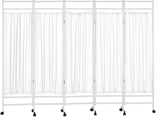 Rolling Medical Privacy Screen on Wheels, Medical Privacy Screen Portable, 3/4/5/6 Panel Indoor Temporary Room Partition Wall Fencing with Wheels, for Hospital/Clinic/Ward, Metal Iron Frame,