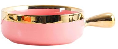 Ceramic Porcelain Nordic Luxury Solid Color Lasagne Dish Deep, Baking Dish With Handle, Pie Dish For Oven-Pink-a