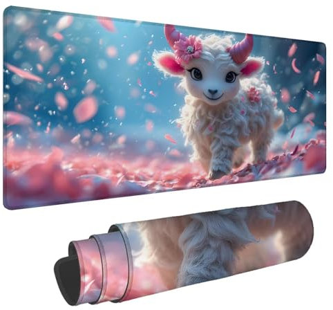 Tapis de Souris Mignon Tapis de Souris XXL Agneau 1500x800x4mm Tapis Souris Gamer, sous Main Bureau Ordinateur Portable, Mouse Pad Bords Cousus Caoutchouc Antidérapante, pour Souris et Clavier A-150