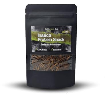 Mehlwürmer verzehrfertig 15g von Catch-Your-Bug, essbare Insekten als Snack für Menschen in der Geschmacksrichtung Zatar, 46% Protein, als Snack oder zur Garnierung von Salaten und Reisgerichten
