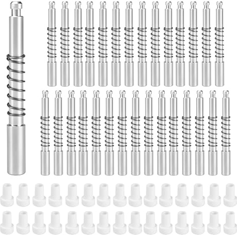 30 Pack Window Screen Plunger Latches 5/32 x 1-1/2, Plunger Retainer Pins for Aluminum Window Screens with Cap and Spring, Screen Plunger Latch Clips Replacement Parts, White