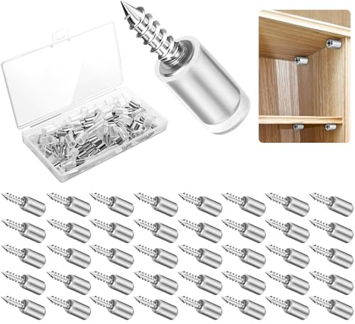 vsshe 40 Pezzi Supporti Per Mensole, Perni per Mensola, Perni Per Mensole Mensola Armadio, Staffe per Mensoles con Manicotto in Gomma, Staffe Supporti Tasselli per Mobili Armadi Libreria