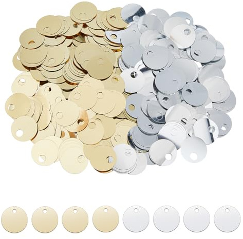 DICOSMETIC 1600Pcs 2 Colors 19mm Flat Round Sequin Paillettes Plastic Large Hole Sequins Gold Silver Metallic Sequins Large Loose Sequins for DIY Sewing Embroidery Earrings Crafts