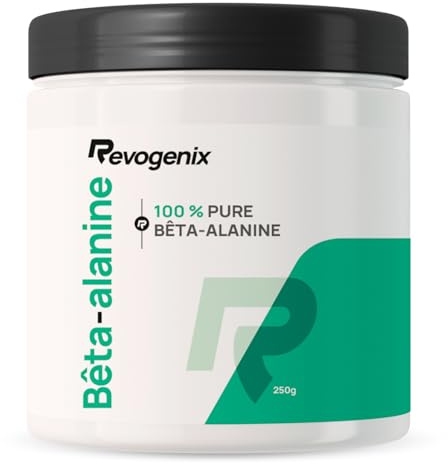 Bêta-Alanine | Poudre Pré-Workout 100% Pure | 83 Portions | Booster d’Entrainement | Force et Endurance | Contre les Crampes et Courbatures | Musculation et Fitness | 250g de Poudre Vegan | Revogenix