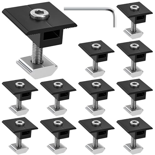12 Stück Mittelklemmen 30mm Robuste Aluminium Solarmodul Halterung für Photovoltaik-Montage T-förmige Klemmen für Sichere Befestigung von Solarpanels inkl Schlüssel