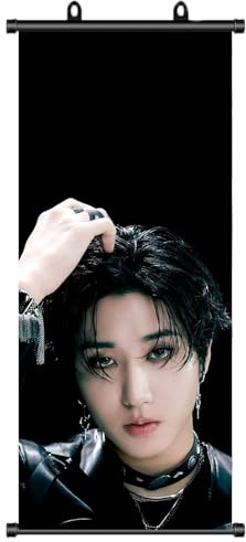 Stray Kids Han Poster, Stray Kids Han Póster Enrollable, StrayKids Merchandising, StrayKids Scroll Poster, Decoración de Cumpleaños, Tela para Decoración de Pared, 70 x 30 cm