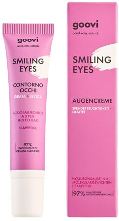GOOVI Smiling Eyes Eye Cream | Augencreme mit Hyaluronsäure & Hexapeptid, Glättend & feuchtigkeitsspendend, 15ml