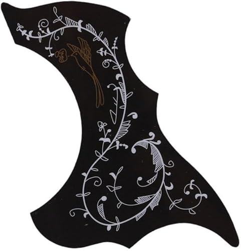 Black Self Adhesive Acoustic Guitar Pickguard Pick Guards Scratch Plate,Hummingbird and Water Shaped Self Adhesive, Cool Guitar Accessories Gifts Acoustic and Classical Parts Pick Guards
