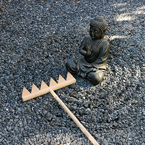 Large Zen Garden Rake Tool - 48 L 6 Tine Saw Tooth Outdoor Japanese Garden Rakes Full Size DIY Meditation Rock Sand Garden Zen Wooden Rake Accessories Tress Relief Gifts for Adult