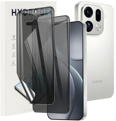 KUSINHOKA Protector Pantalla de Privacidad para OPPO Find X9 Pro 5G, [2 Piezas] Anti-Espía Hidrogel Flexible Full Cobertura Película Protectora, Anti-arañazos Film Protector