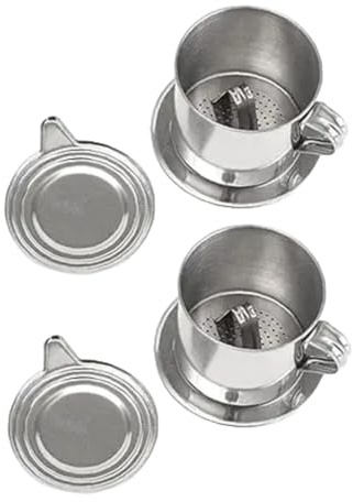 Opemg Set di 2 filtri da caffè vietnamiti in acciaio inox caffettiera a goccia infusione tazza di infusione teiera senza bisogno di carta gocciolamento filtro macchina per caffè elaborazione attraente