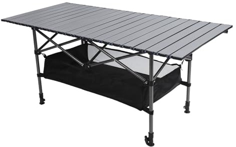 Xiuganpo Table Pliante D'extérieur Multifonctionnelle, Table de Gril Portable à Hauteur Réglable pour écrire et Manger, Noire